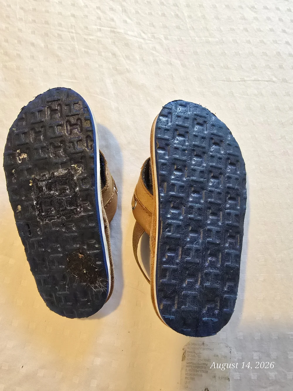Tommy Hilfiger Lil Danny Kids Brown Leather-Look Thong Flip Flop Sandals 7/8